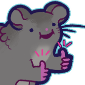 a doodle of a rat who is holding two thumbs up